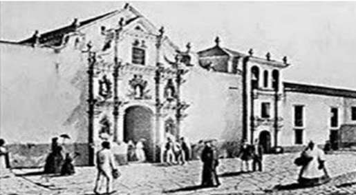 Figura Nº 1: Segunda sede de la Universidad de Caracas
(UCV) y de su “ librería” (1786-). Autor: Federico Lessmann,
Templo de San Francisco.Caracas, (Colección siglo XIX,
Archivo Audiovisual de la Biblioteca Nacional.Templo de San
Francisco, Caracas, 1851). La primera Sede de Universidad
Central de Venezuela y de su Biblioteca (1673-) fue en la
Esq. de las Monjas, hasta 1786 cuando se muda al Convento
de San Francisco.