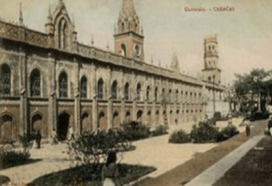 Figura Nº7: Convento de San Francisco (1786-) Incluye
cambios (Decreto 1910): Sede de Biblioteca Nacional, ubicada
entre el Edif. de la Universidad (Esq. Bolsa y San Francisco)
y el Palacio de las Exposiciones. Edificio del Ing. Alejandro
Chataing D, reorganización, Decreto del (15/10/1874).