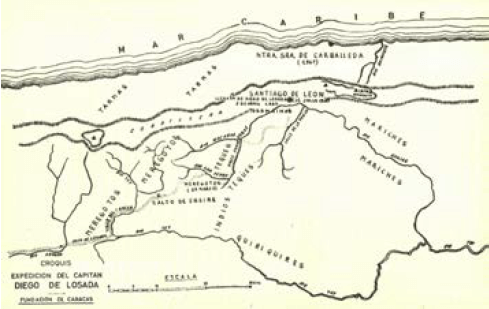 Croquis de la expedición del Capitán Diego de Losada